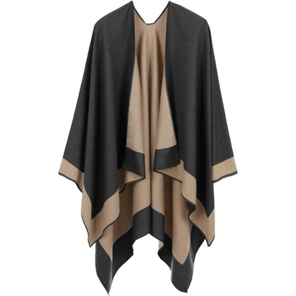 Women's Shawl Wraps Open Front Poncho Cape Oversized Sweaters Casual Cardigan - Picture 1 of 7